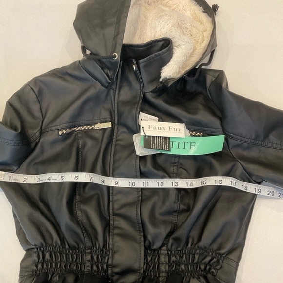 NWT Cavalini Faux Leather with Hood Jacket Black Size PM - Picture 11 of 15